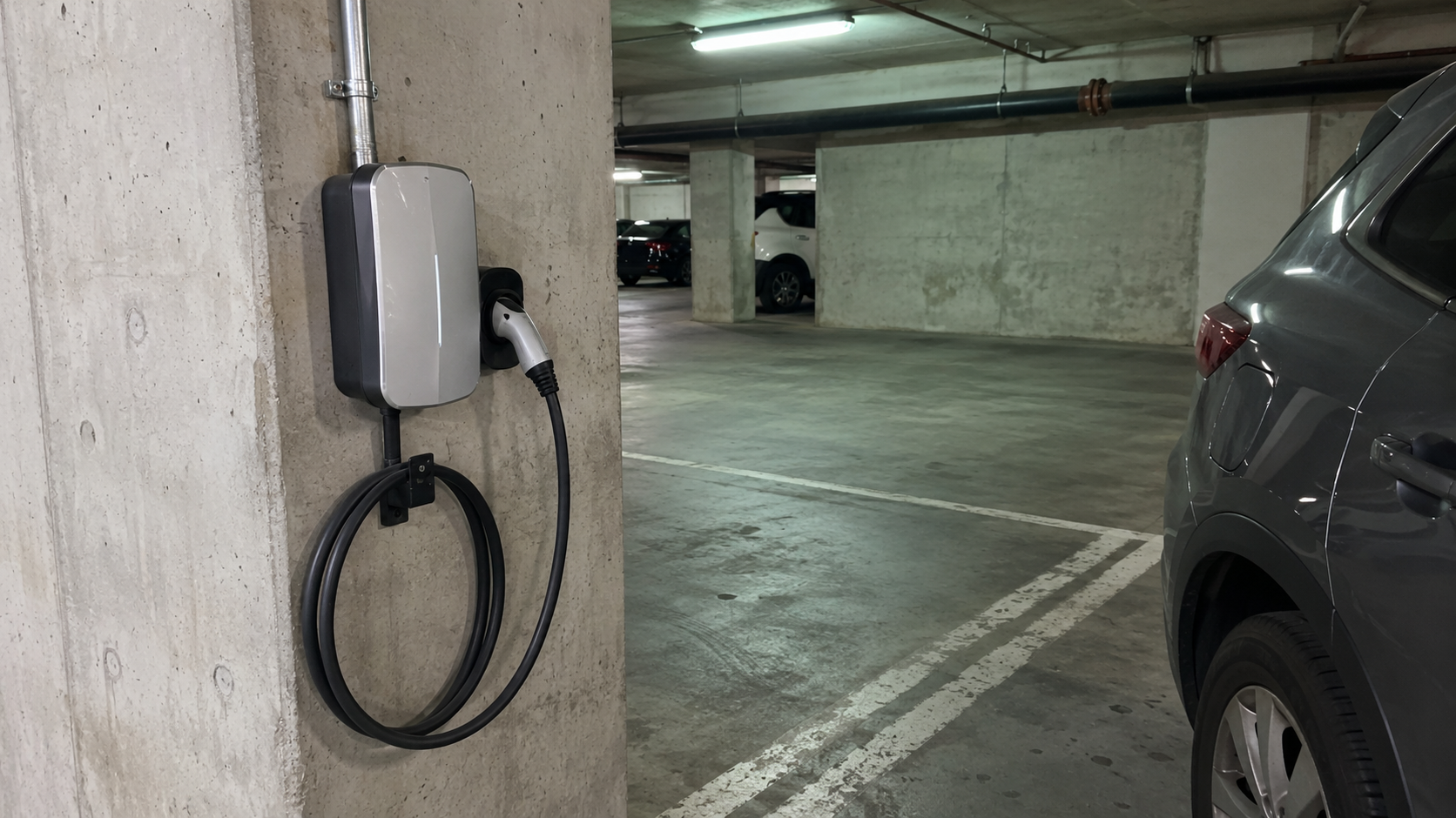 Level 2 EV charger installed in a Queens garage